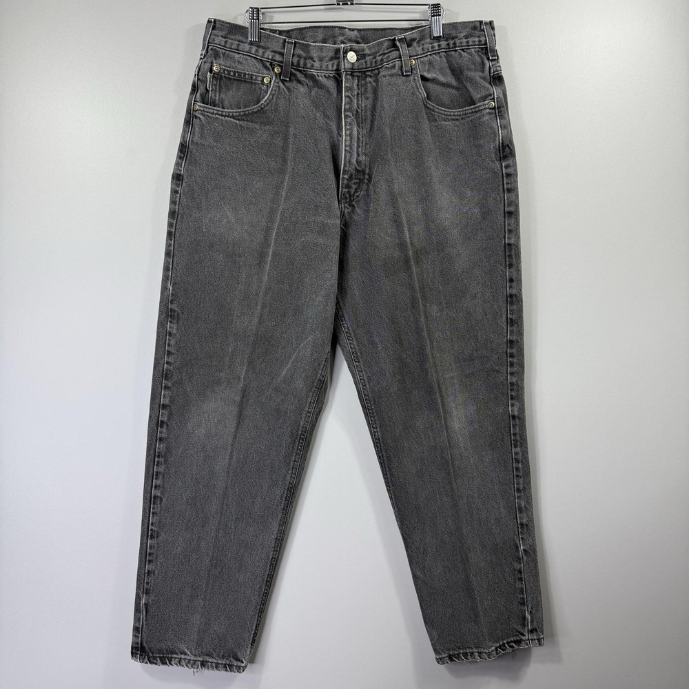 Vintage Carhartt B17 Jeans Mens 38x30 Gray Relaxed Tapered Denim Made In USA